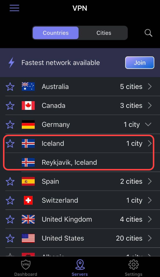 Private Browser Deluxe - How to change VPN server location – Maple Media